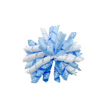 Load image into Gallery viewer, Light Blue and White Korker Hairbow Made with an Alligator Hair clip or elastic headband