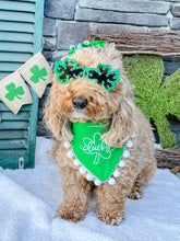 Load image into Gallery viewer, Green and White Korker Bow Made with an Alligator Hairclip or elastic headband