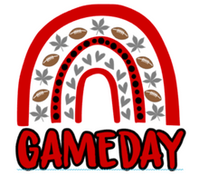 Load image into Gallery viewer, Gameday Rainbow Dog Bandana with Soft Macarame Cord Tie Closure. Several team choices plus a custom option