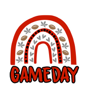 Load image into Gallery viewer, Gameday Rainbow Dog Bandana with Soft Macarame Cord Tie Closure. Several team choices plus a custom option