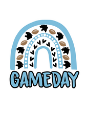 Load image into Gallery viewer, Gameday Rainbow Dog Bandana with Soft Macarame Cord Tie Closure. Several team choices plus a custom option