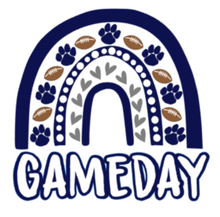 Load image into Gallery viewer, Gameday Rainbow Dog Bandana with Soft Macarame Cord Tie Closure. Several team choices plus a custom option