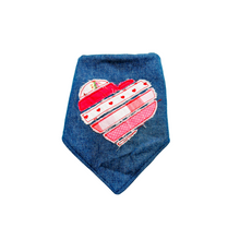 Load image into Gallery viewer, Raggy Heart applique dog bandana with soft macrame cord tie closure