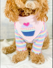 Load image into Gallery viewer, Boy and Girl Pup Cake Applique Dog Bandana with Soft Macrame Cord Tie Closure