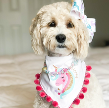 Load image into Gallery viewer, Unicorn Bandana with soft macrame cord tie closure- FREE Personalization
