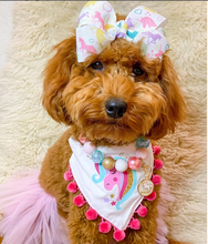 Load image into Gallery viewer, Unicorn Bandana with soft macrame cord tie closure- FREE Personalization