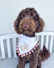 Load image into Gallery viewer, Girly Girl pet bandana with Soft Macramé Cord Closure.