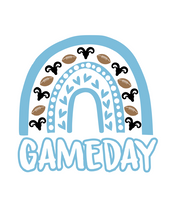 Load image into Gallery viewer, Gameday Rainbow Dog Bandana with Soft Macarame Cord Tie Closure. Several team choices plus a custom option