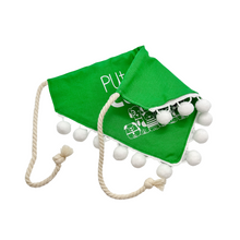 Load image into Gallery viewer, Put me in Coach dog bandana with soft macrame cord tie closure available with or without pom trim