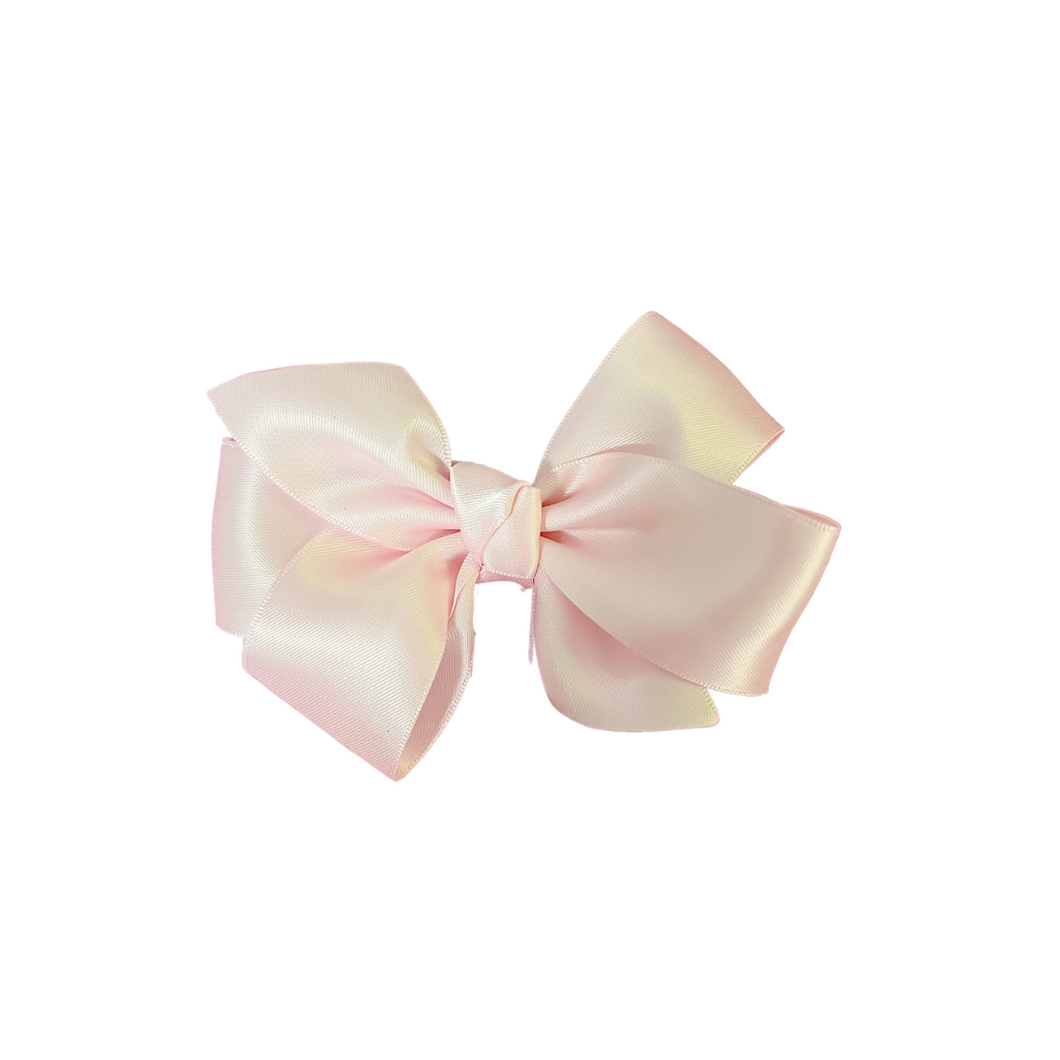 Light Pink 1.5 in Double Faced Satin Hair bow Made with an alligator Hair clip or elastic headband