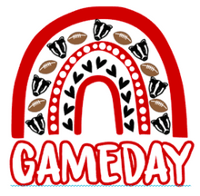 Load image into Gallery viewer, Gameday Rainbow Dog Bandana with Soft Macarame Cord Tie Closure. Several team choices plus a custom option