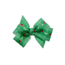 Load image into Gallery viewer, Green Yard LIne 1.5in Grosgrain Hairbow Made with an Alligator Hairclip or elastic headband