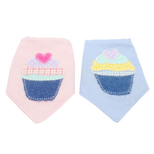 Load image into Gallery viewer, Boy and Girl Pup Cake Applique Dog Bandana with Soft Macrame Cord Tie Closure