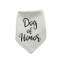 Load image into Gallery viewer, Dog of Honor Wedding Bandana with soft macrame cord tie closure