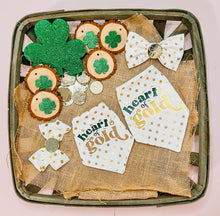 Load image into Gallery viewer, Heart of gold dog bandana with soft macrame cord tie closure