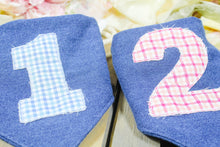 Load image into Gallery viewer, Happy Barkday Number Choice Dog Bandana with Macrame Cord Tie Closure