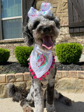 Load image into Gallery viewer, Unicorn Bandana with soft macrame cord tie closure- FREE Personalization