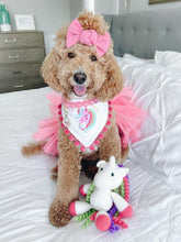 Load image into Gallery viewer, Unicorn Bandana with soft macrame cord tie closure- FREE Personalization