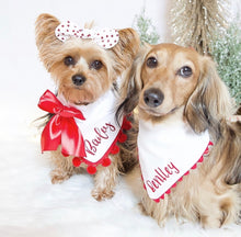Load image into Gallery viewer, Dazzling Red Glitter with Detachable Bow Dog Bandana with Soft Macramé Cord Closure
