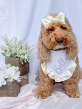 Load image into Gallery viewer, Ivory 2 in Double Faced Satin Hair bow Made with an alligator hair clip or over the collar