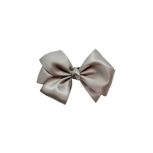Load image into Gallery viewer, Silver 2 in Double Faced Satin Hair bow Made with an alligator Hair clip or over the collar