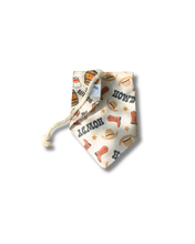 Load image into Gallery viewer, Howdy, Fall reversible dog bandana with soft macrame cord tie closure. Free Personalization available
