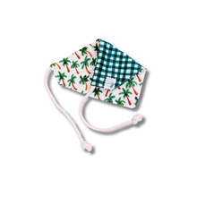 Load image into Gallery viewer, The Palms reversible dog bandana with soft macrame cord tie closure. Free Personalization available
