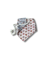 Load image into Gallery viewer, Pumpkin + Petals reversible dog bandana with soft macrame cord tie closure. Free Personalization available
