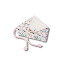 Load image into Gallery viewer, Lowcountry Oyster reversible dog bandana with soft macrame cord tie closure. Free Personalization available
