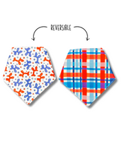 Load image into Gallery viewer, Balloon Dogs reversible dog bandana with soft macrame cord tie closure. Free Personalization available. Matching bows available.
