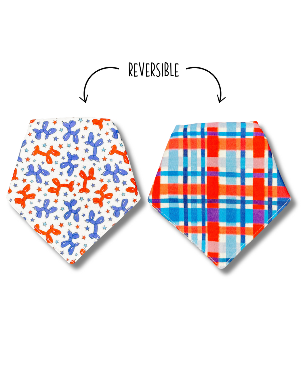 Balloon Dogs reversible dog bandana with soft macrame cord tie closure. Free Personalization available. Matching bows available.