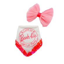 Load image into Gallery viewer, Neon Pink and Light Pink Glitter Tulle Hair Bow

