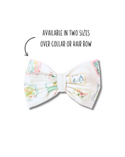 Load image into Gallery viewer, Vintage CHS Stamps Bow Tie made with Alligator hair clip, over the collar or elastic headband (2 sizes available)

