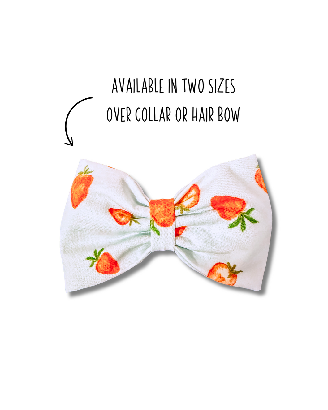 Farm Fresh Strawberries Bow Tie made with Alligator hair clip, over the collar or elastic headband (2 sizes available)