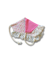 Load image into Gallery viewer, Bunny with Bows reversible dog bandana with soft macrame cord tie closure available with trim options FREE PERSONALIZATION (Look for matching bow)
