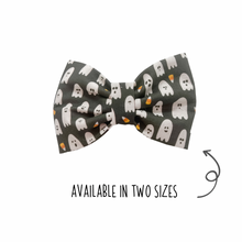 Load image into Gallery viewer, Ghosts Bow Tie made with Alligator hair clip, over the collar or elastic headband (2 sizes available)
