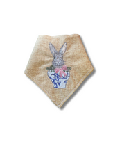 Load image into Gallery viewer, Ginger Jar Bunny  Embroidered Dog Bandana with Soft Macrame Cord Tie Closure (Look for matching bow )
