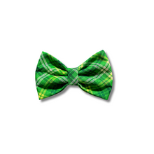 Load image into Gallery viewer, Plaid cotton bow tie made with Alligator hair clip, over the collar or elastic headband (2 sizes available)
