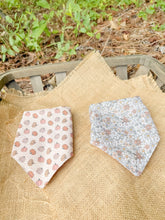 Load image into Gallery viewer, Pumpkin + Petals reversible dog bandana with soft macrame cord tie closure. Free Personalization available
