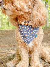 Load image into Gallery viewer, S'mores Treats reversible dog bandana with soft macrame cord tie closure. Free Personalization available
