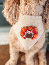 Load image into Gallery viewer, Turkey Time Embroidered Dog Bandana with Soft Macrame Cord Tie Closure
