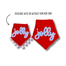 Load image into Gallery viewer, Jolly yarn design dog bandana with soft macrame cord tie closure
