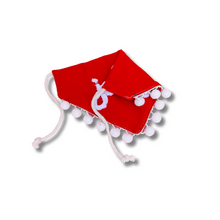 Load image into Gallery viewer, Jolly yarn design dog bandana with soft macrame cord tie closure
