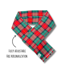 Load image into Gallery viewer, Flannel Adjustable Dog Scarf - 5 color choices FREE PERSONALIZATION
