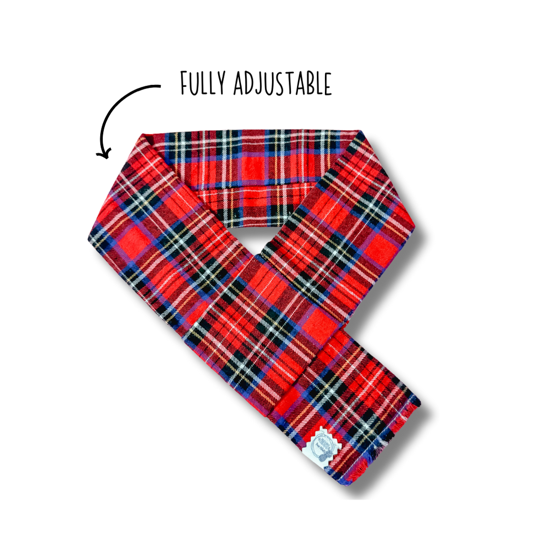 Flannel Adjustable Dog Scarf - 7 color choices FREE PERSONALIZATION