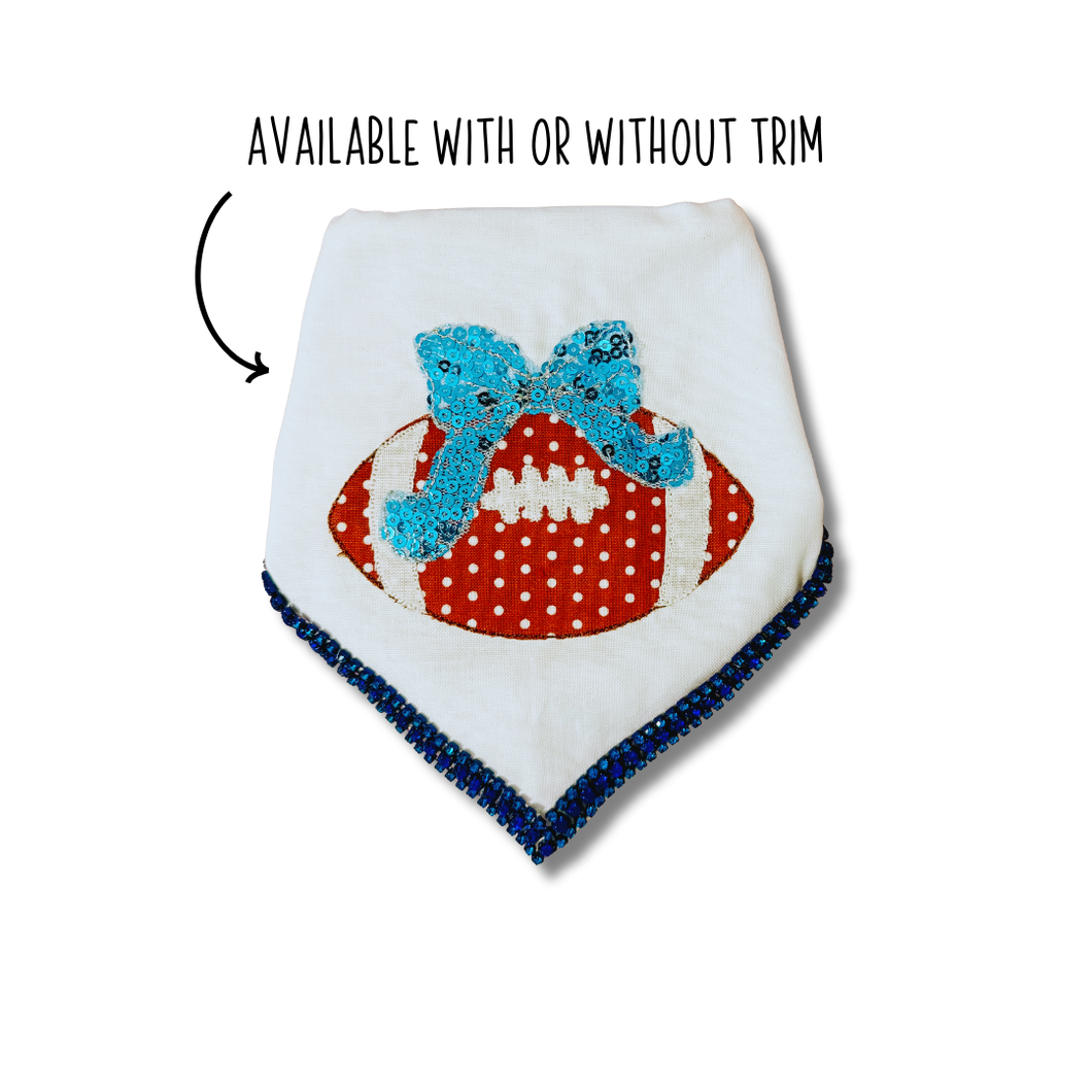 Special Edition Tennessee Titans Themed dog bandana with soft macrame cord tie closure. Available with or without rhinestone trim