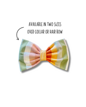 Load image into Gallery viewer, Stripes bow tie made with Alligator hair clip, over the collar or elastic headband (2 sizes available)
