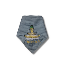 Load image into Gallery viewer, Charleston Pineapple Fountain machine embroidered dog bandana with soft macrame cord tie closure
