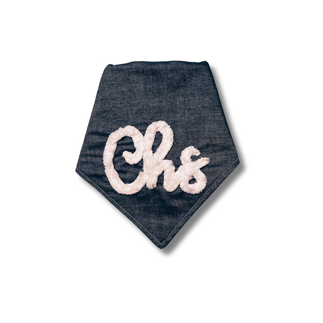 Charleston Airport code yarn dog bandana with soft macrame cord tie closure