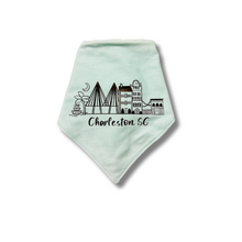 Load image into Gallery viewer, Charleston Skyline dog bandana with soft macrame cord tie closure
